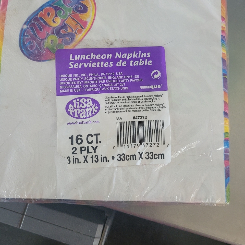 Lisa Frank Rainbow Unicorn Party Banner and Tablecover Set Pk Napkins - Picture 5 of 5
